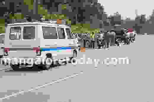 Narrow escape for bike rider at Nitte 1